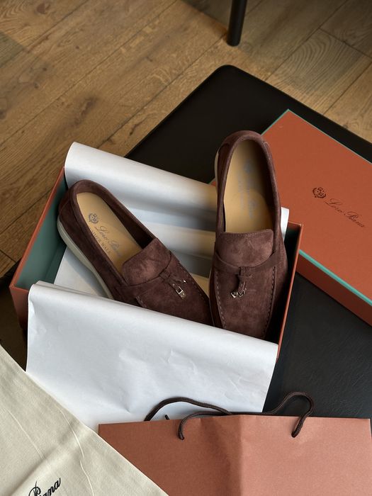 Трендові зручні лофери Loro Piana Lady Summer Walk Chocolate