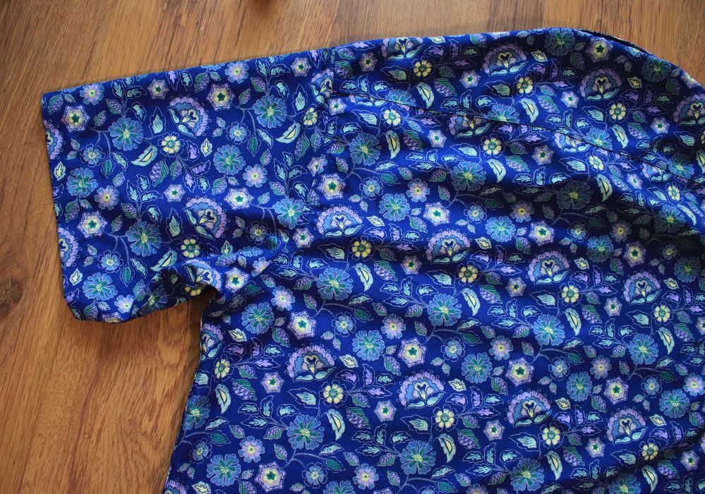 Koszula Cotton Traders r. L męska w kwiaty niebiesko-fioletowa na lato