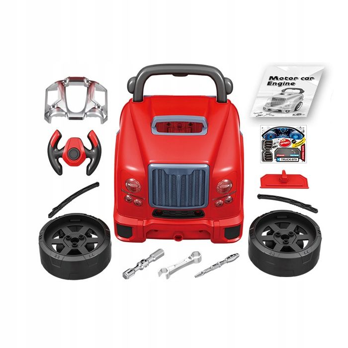 Warsztat małego mechanika ciężarówka czerwona zestaw do zabawy