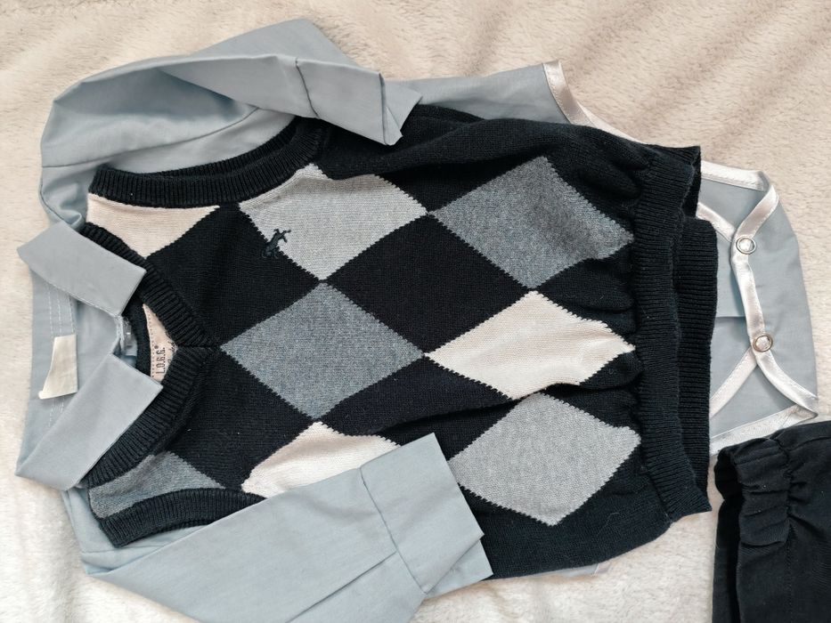 Strój, ubranko do chrztu Świętego, na chrzest, dla chłopczyka, r. 68