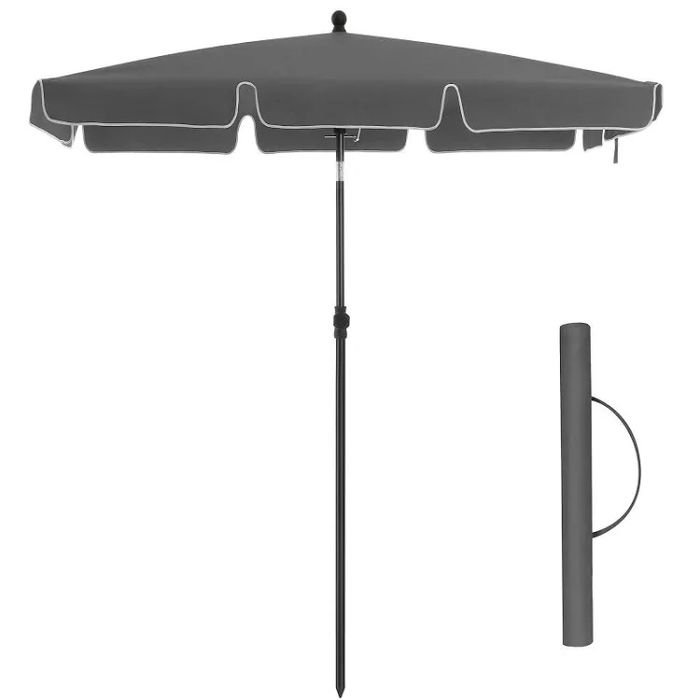 PARASOL OGRODOWY prostokątny, szary  200X125