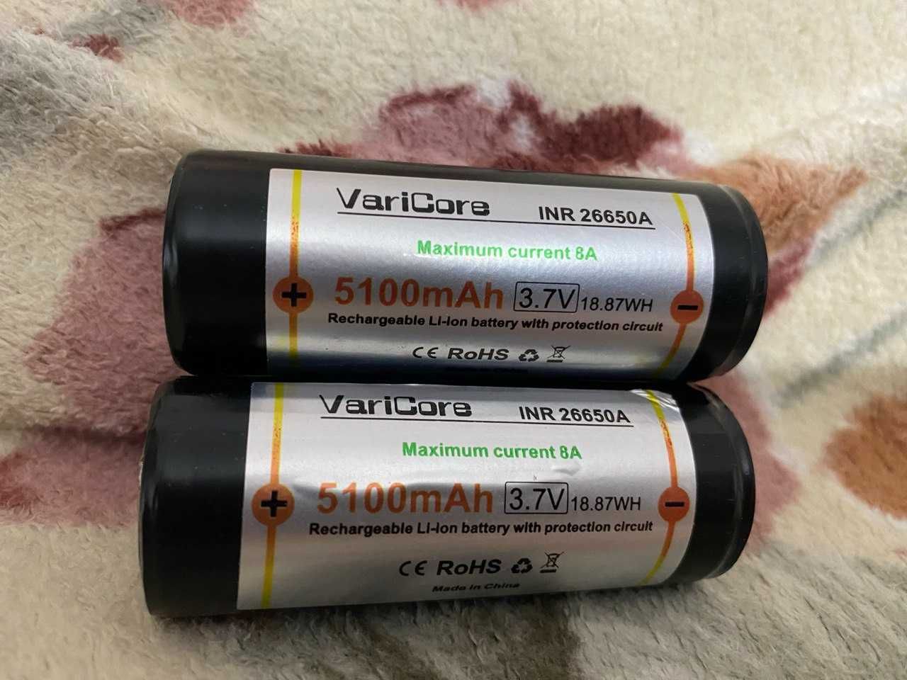 Aккумуляторы Li-ion Varicore 26650 5100 mAh с платой защиты