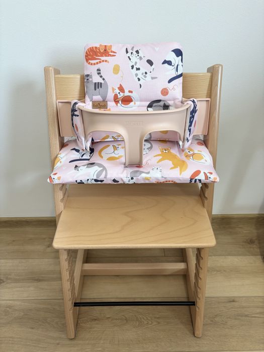 Poduszki wodoodporne do Stokke Tripp Trapp 2w1 koty róż pokrowce