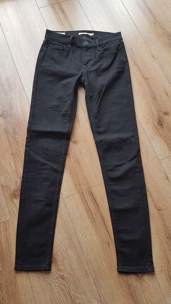 Levi's 710 super skinny jeansy spodnie damskie dżinsy czarne W27 L30