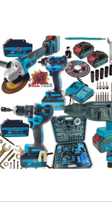 Zestaw 4szt elektronarzędzi z 3 aku 6ah Kompatybilny. MAKITY  48V SZLI