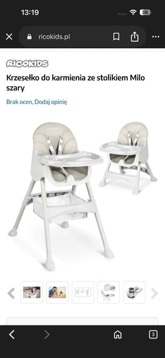Krzesełko do karmienia Miło firmy RICOKIDS