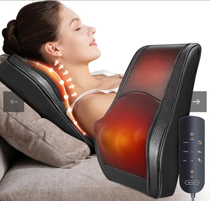 Масажер для спини, шиї з підігрівом, 3D-масажна подушка для розминання