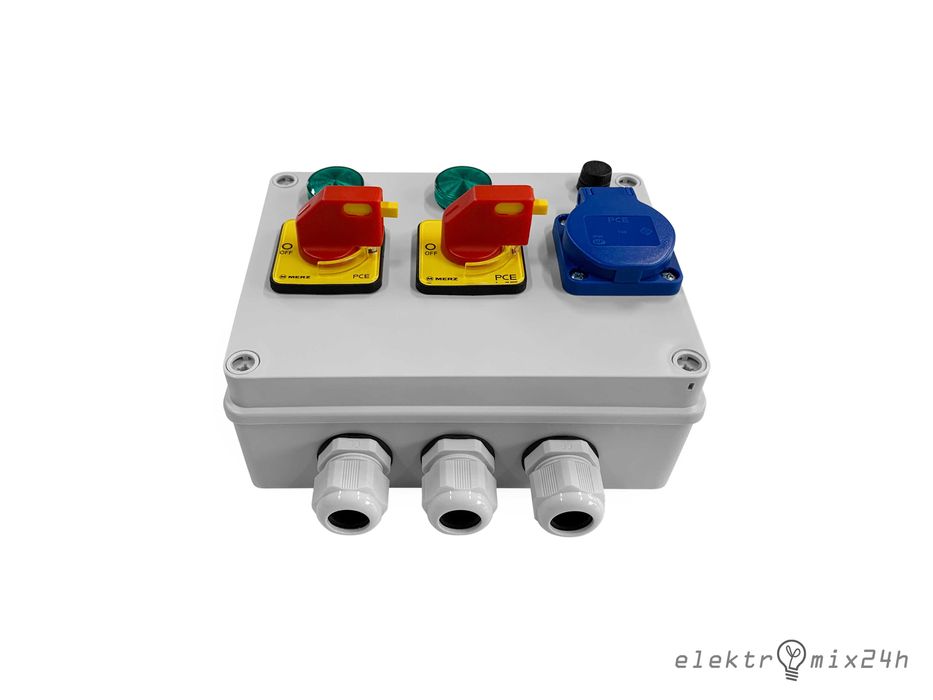 Rozdzielnica elektryczna z wyłącznikami zasilania, gniazdo 1x16A 230V