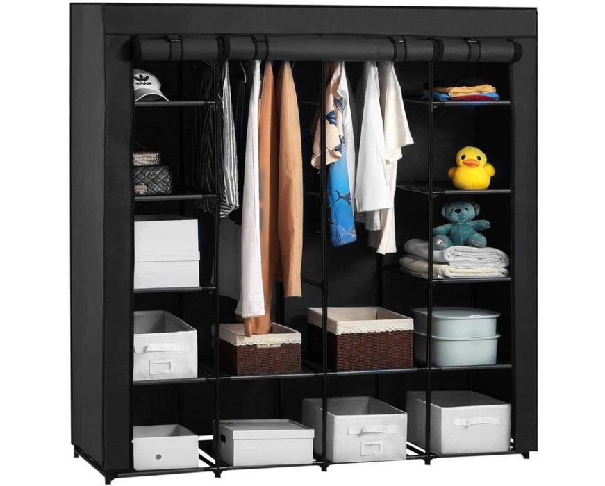 Szafa Materiałowa Tekstylna na Ubrania Składana Garderoba na Wieszaki