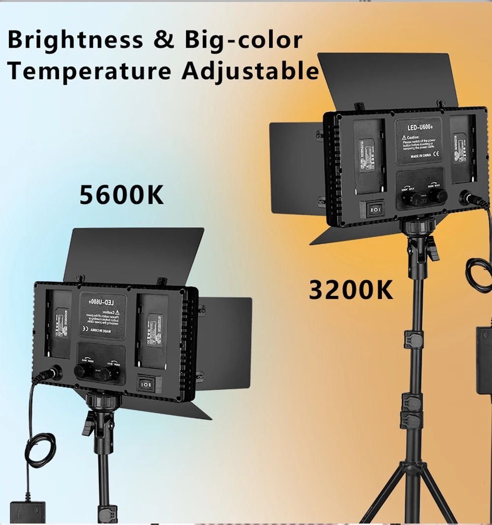 Освітлювач лампа Nagnahz LED U600 Pro  3200К - 5500К  Студійне світло