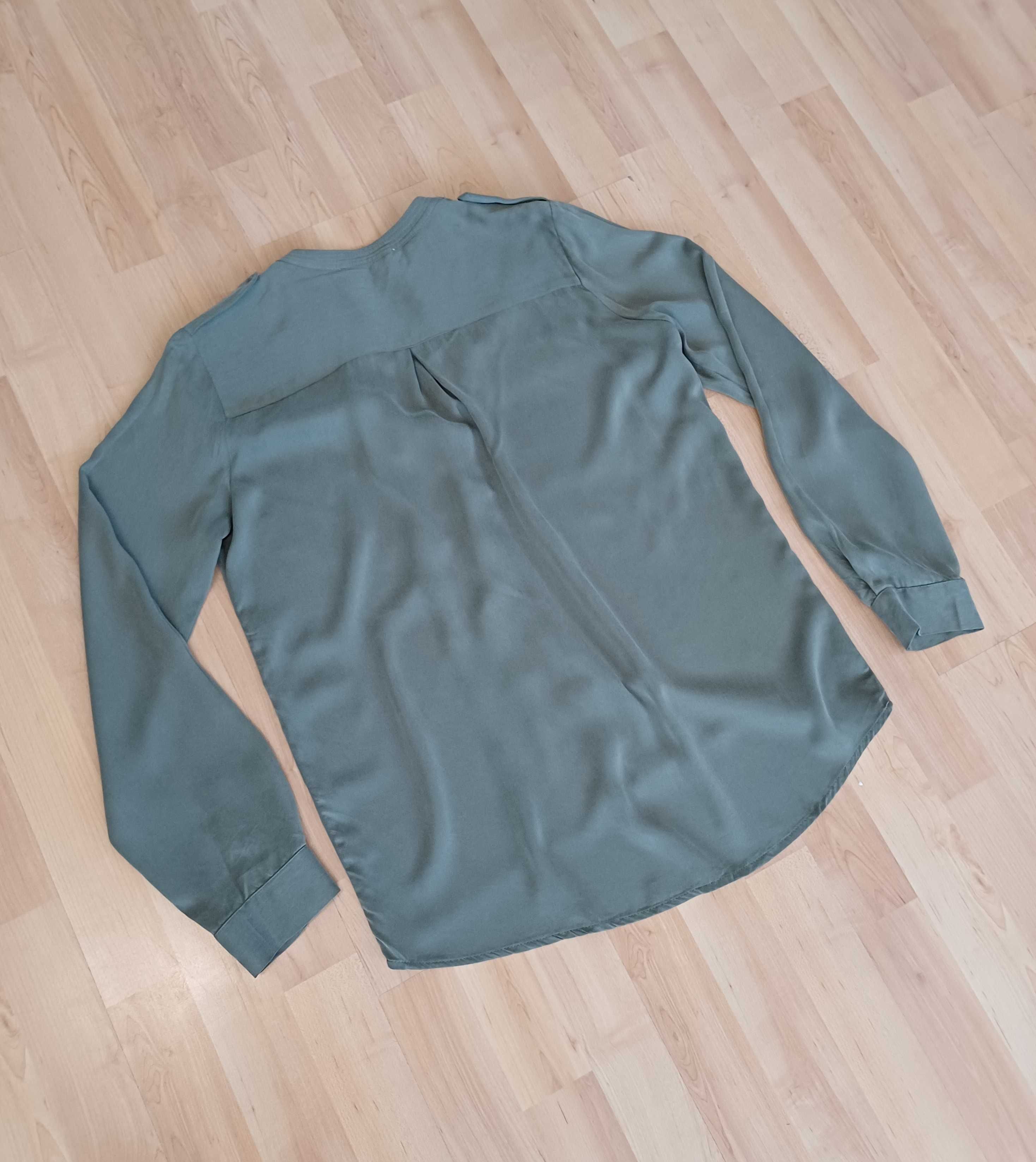 Koszula damska zielona khaki na guziki na długi rękawek L/40