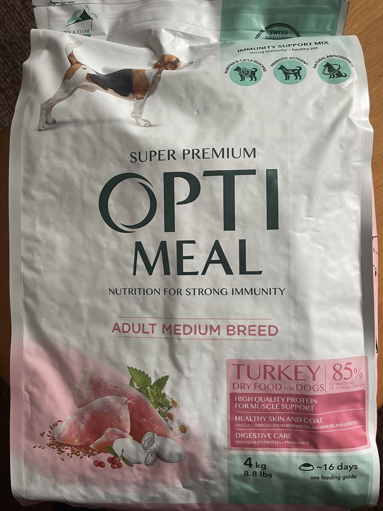 Оптимил Optimeal корм для собак средних пород 4кг