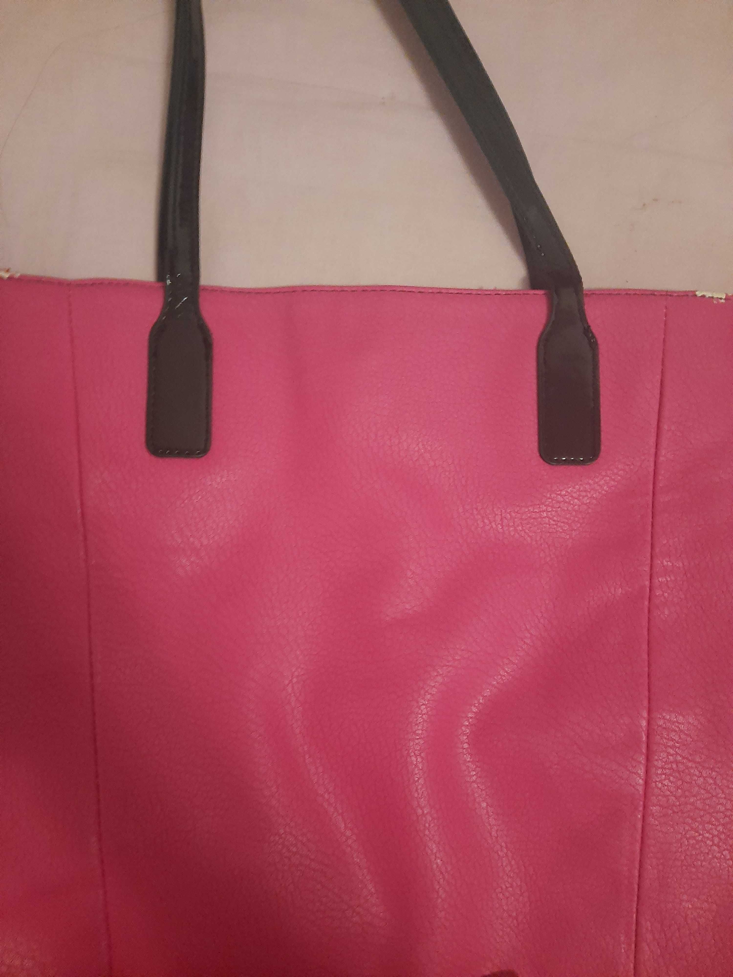 Черный удобный рюкзачок и розовый шопер, кожзам сумочка guess