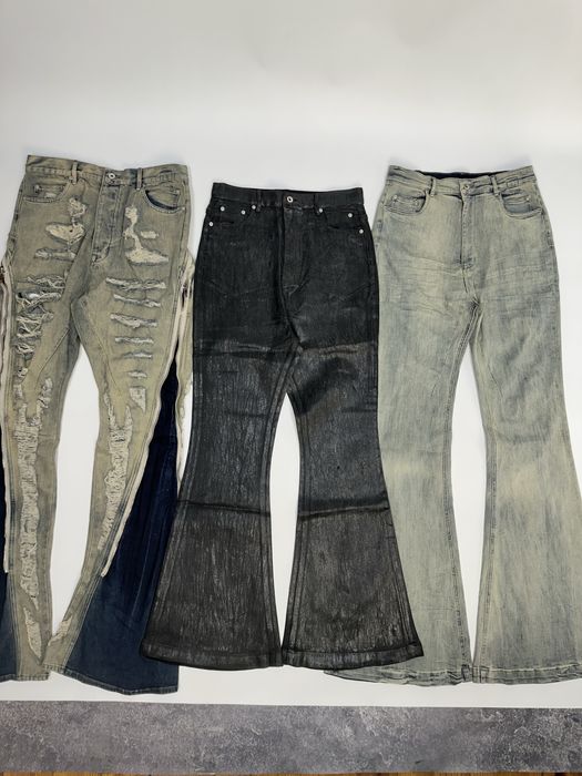 Rick Owens клеш джинси flared кльош джинсы штаны drkshdw синие черные