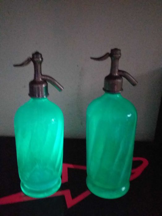 garrafas sifao vintage vidro uranio