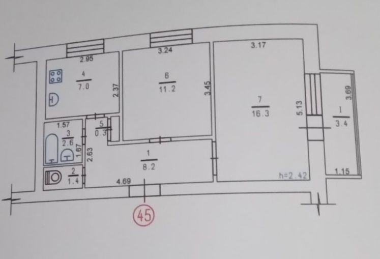 Продаж 2х кімнатної квартири покращеного планування