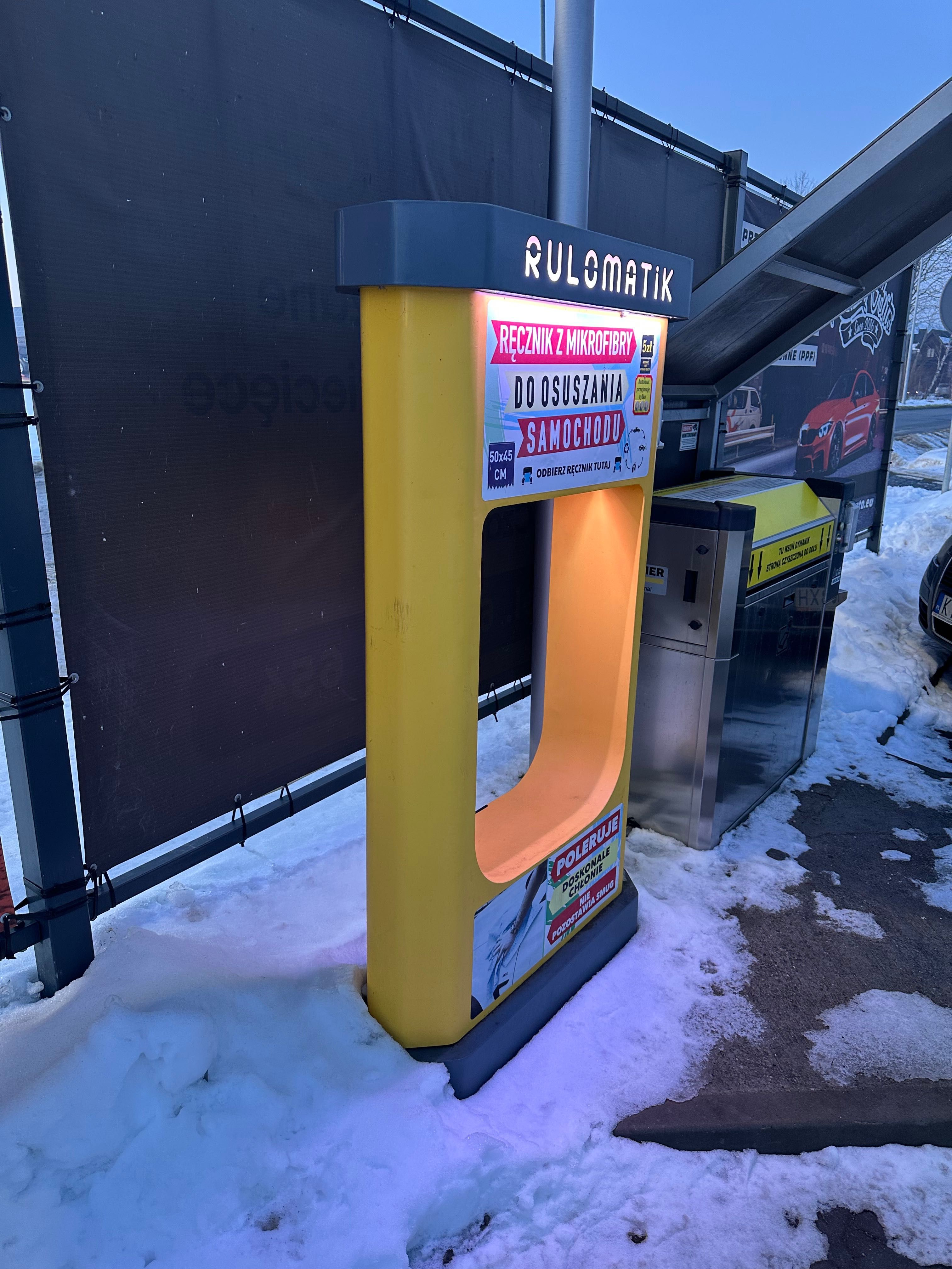 Rulomatik automat sprzedający mikrofibrę, automat na myjnie, myjnia