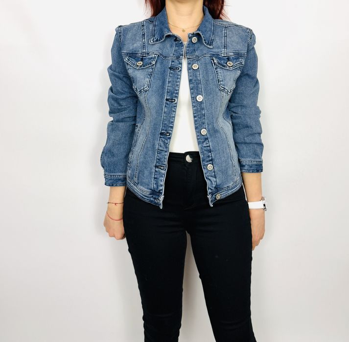 Jeansowa kurtka katana z przetarciami M 38 Floyd