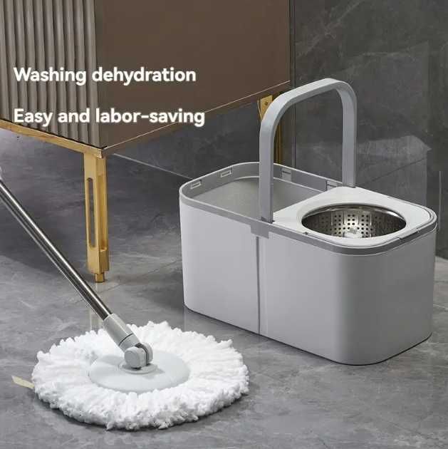 Швабра-ведро, лентяйка с отжимом центрифугой само отжимом 8лит 2 фибры