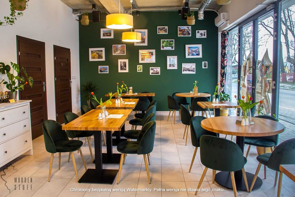 Dębowy stół do restauracji na jednej nodze stolik postument 70x70x3