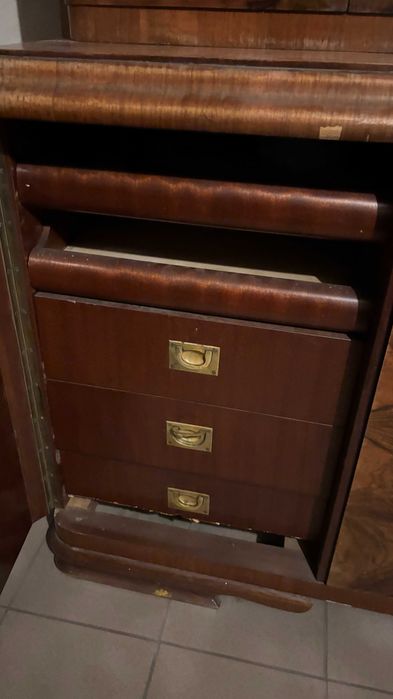 Wyjątkowy kredens oraz komoda Art Deco, fornir orzechowy, początki XXw