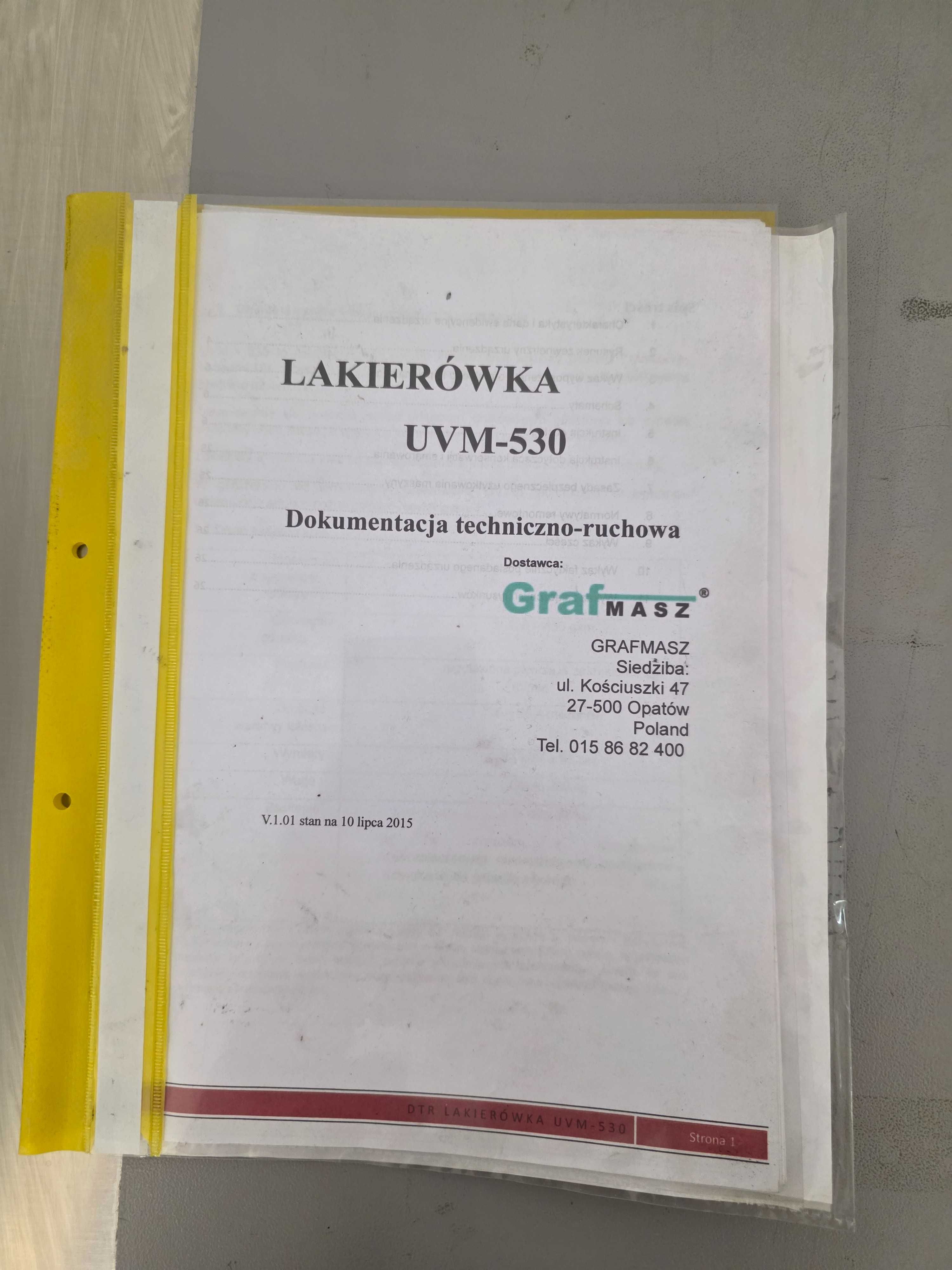 Maszyna lakierująca - lakierówka  GRAFMASZ UVM530
