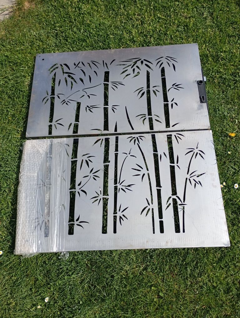 vidaXL Furtka ogrodowa, 85x100 cm, stal kortenowska, motyw bambusa