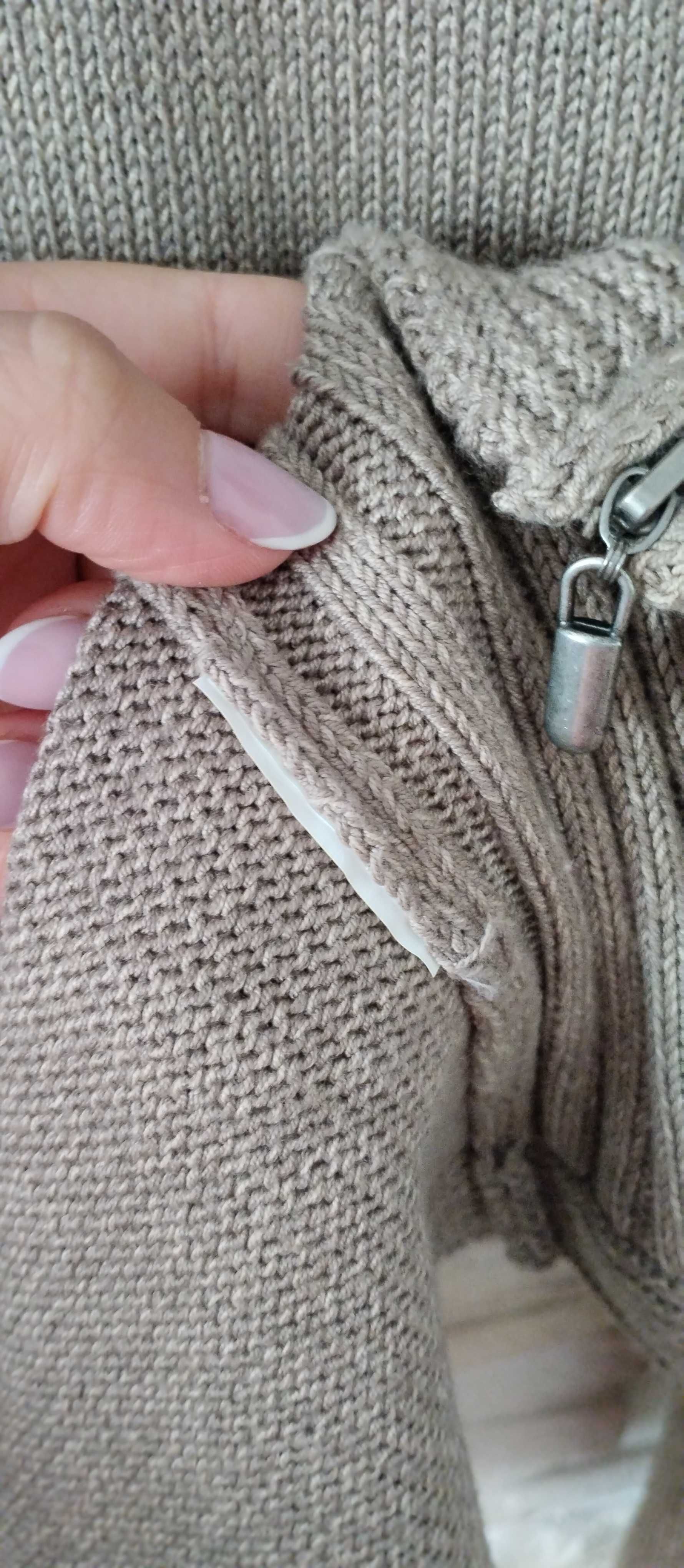 Sweter rozpinany kardigan damski na zamek beżowy M/38 Olsen