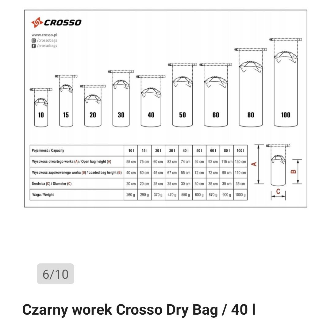 Wodoszczelny worek transportowy CROSSO Dry Bag 40l