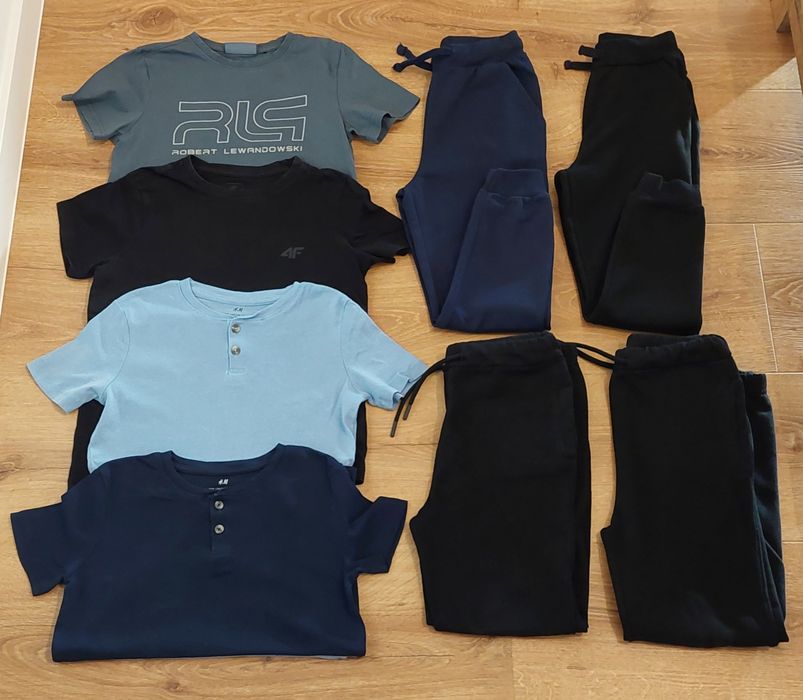 Spodnie joggery + T-shirty chłopięce 134 140 H&M 4F Lewandowski *ładne