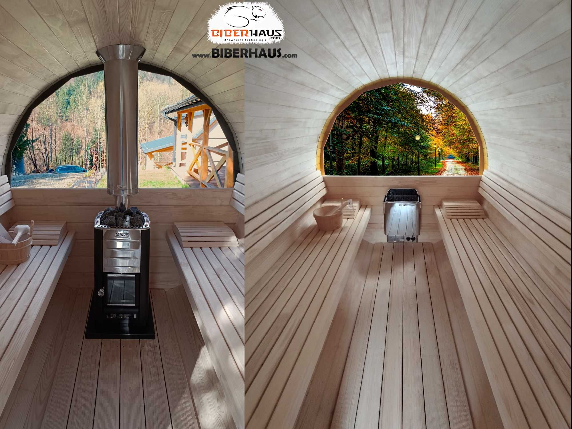 Sauna ogrodowa 250cm + OKNO 50% + Akcesoria + BECZKA 500L GRATIS