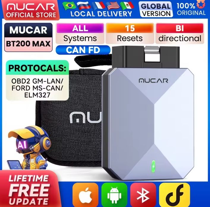 Mucar BT200 Max OBD2 Авто сканер / Диагностика / CAN FD