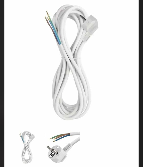 Biały przewód/kabel przyłączeniowy 3x1.5mm 3metry