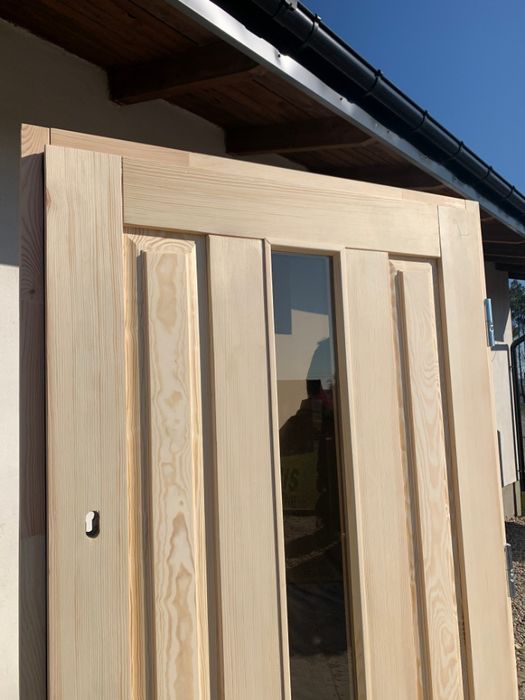 Drzwi zewnętrzne lite drewniane OD RĘKI sosnowe ocieplane CAŁA POLSKA