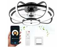 Żyrandol Wentylator Sufitowy Wiatrak Nowoczesna Lampa Sufitowa LED