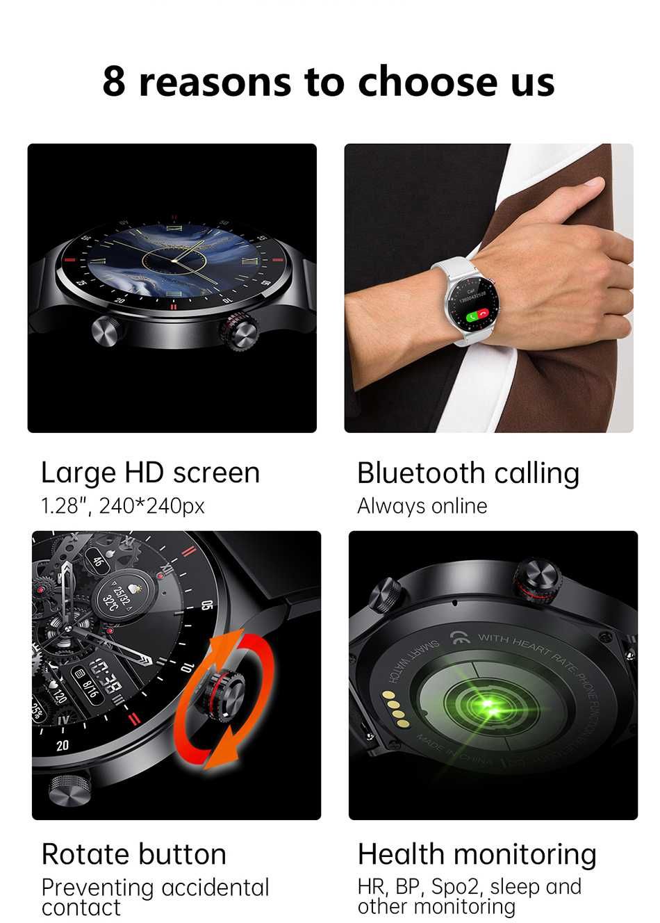 Smartwatch LIGE, Bluetooth call - czarny