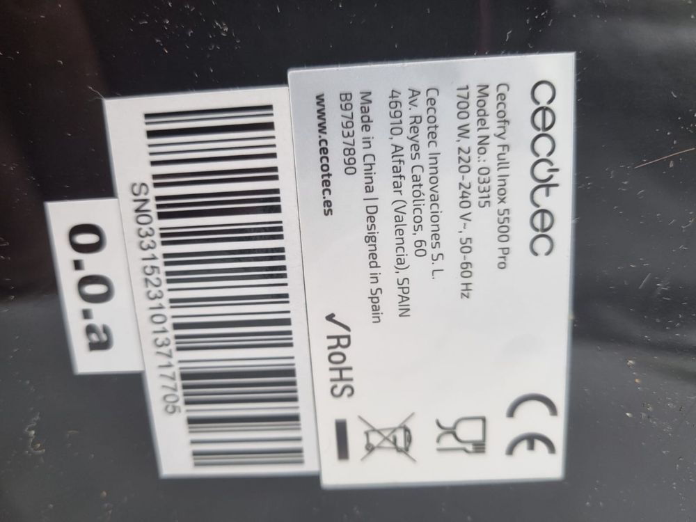 Cecotec full inox pro 5500 frytkownica beztłuszczowa