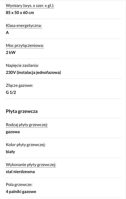 Kuchnia gazowo-elektryczna Amica