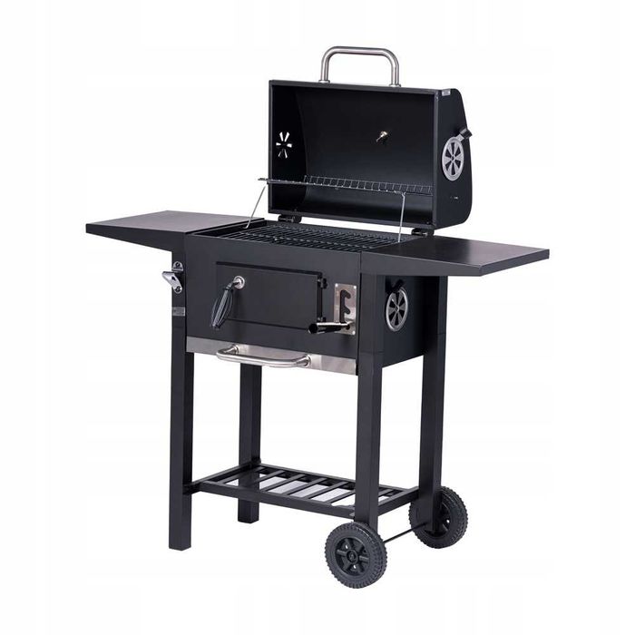 PROMOCJA Nowy Duży Grill Ogrodowy Węglowy Zamykany + Półki + Popielnik