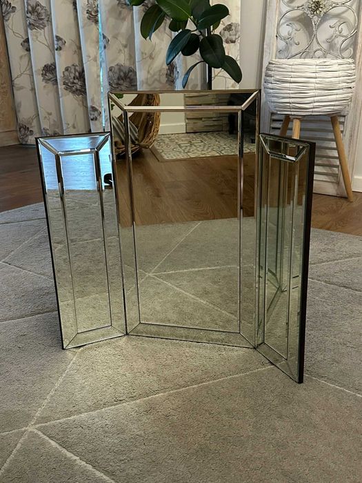 Glamour fazowane lustro 3 skrzydłowe na toaletekę