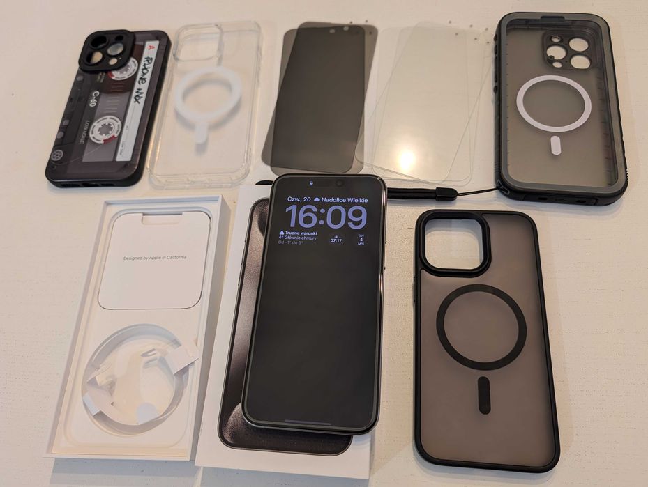 iPhone 15 Pro Max 256 GB, stan idealny, PL sklep, etui + szkła