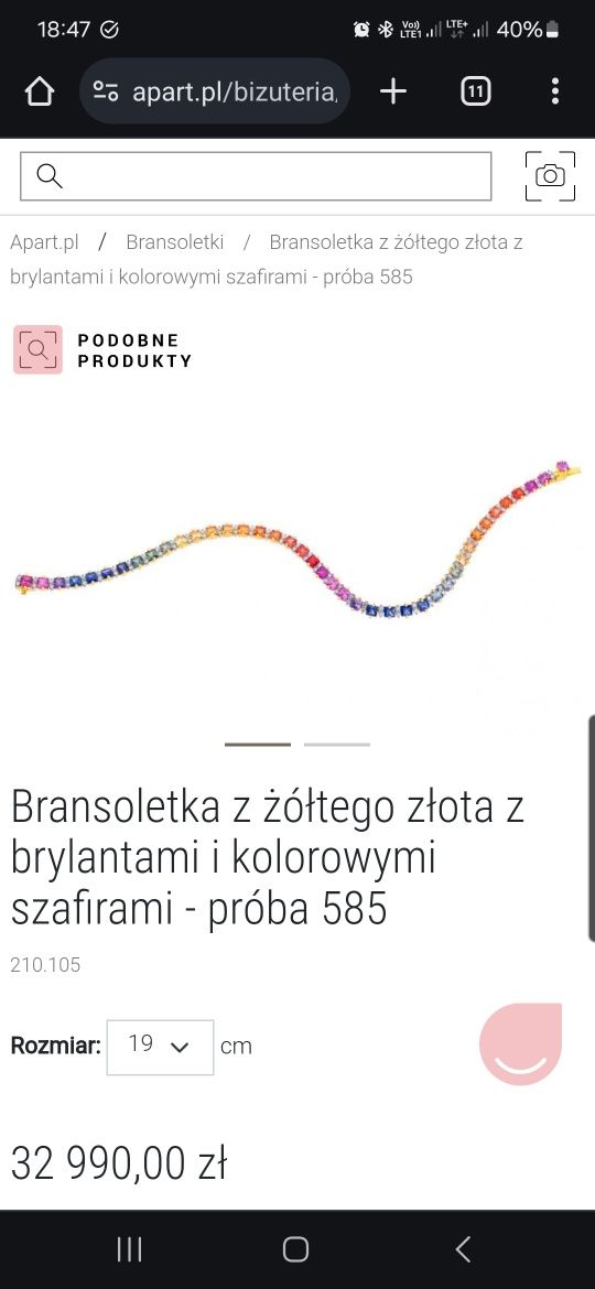 Bransoletka Rainbow Apart brylanty i szafiry