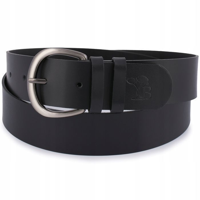 Skórzany pasek damski do spodni sukienki czarna skóra naturalna 4 cm