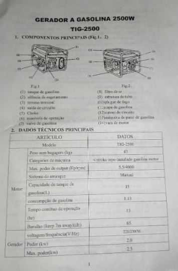 Gerador a Gasolina Marca Tigher de 2500w, Excelente Preço