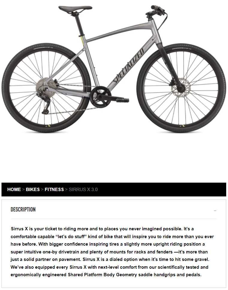 Specialized Sirrus X 3.0 M (Como Nova)