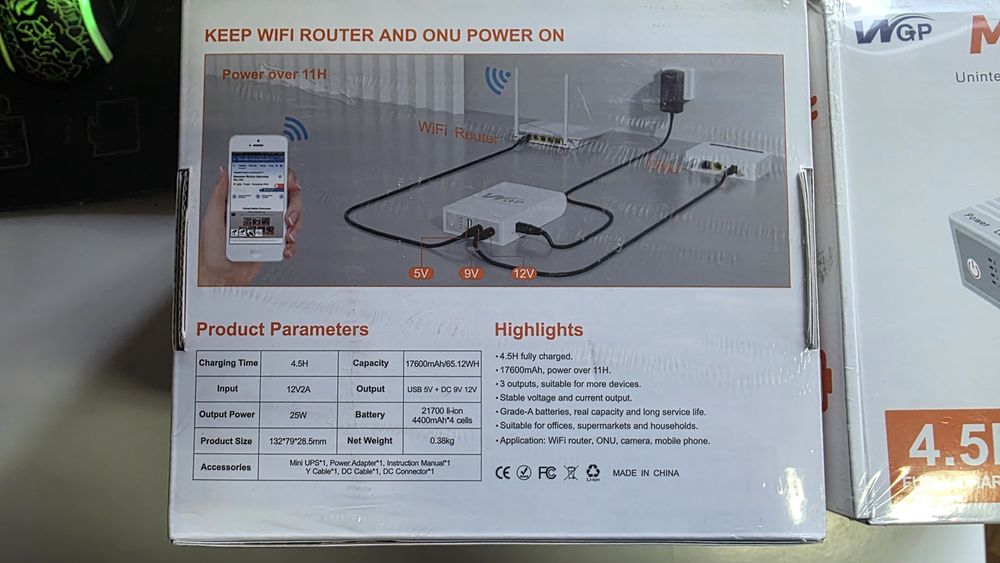 Дбж для роутера безперебійне живлення MiniUPS DC на 10 400 mAh 12V/9V/