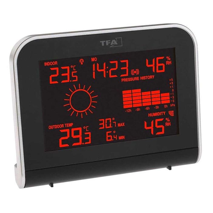 метеостанція радіометеостанція TFA чорна, Д 160 x Ш 87 x В 165 мм