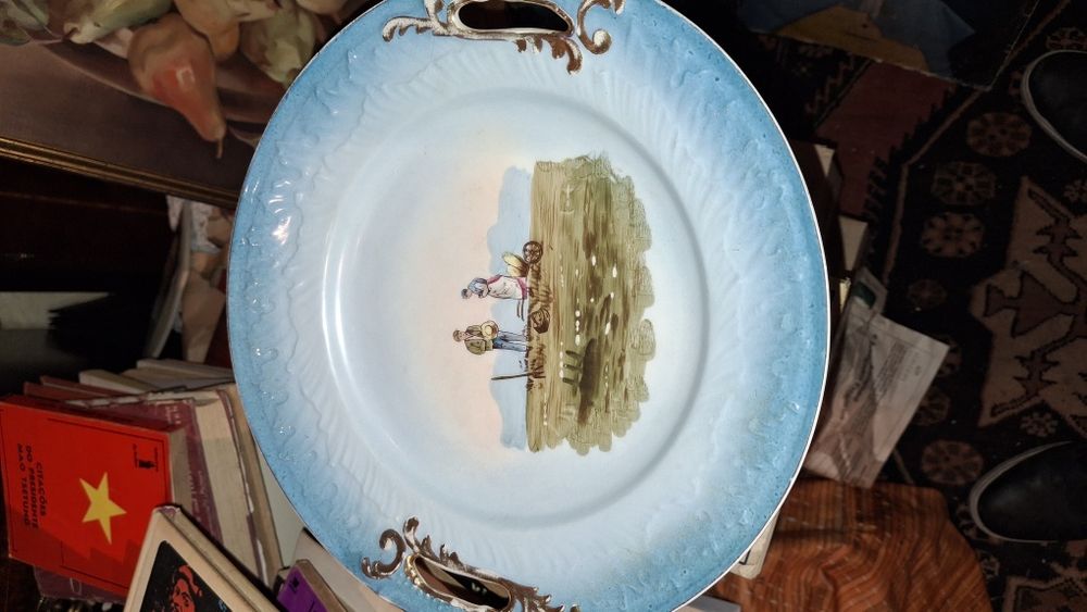 Prato decorativo agricultura agricultores faiança loiça JV Pinheiro