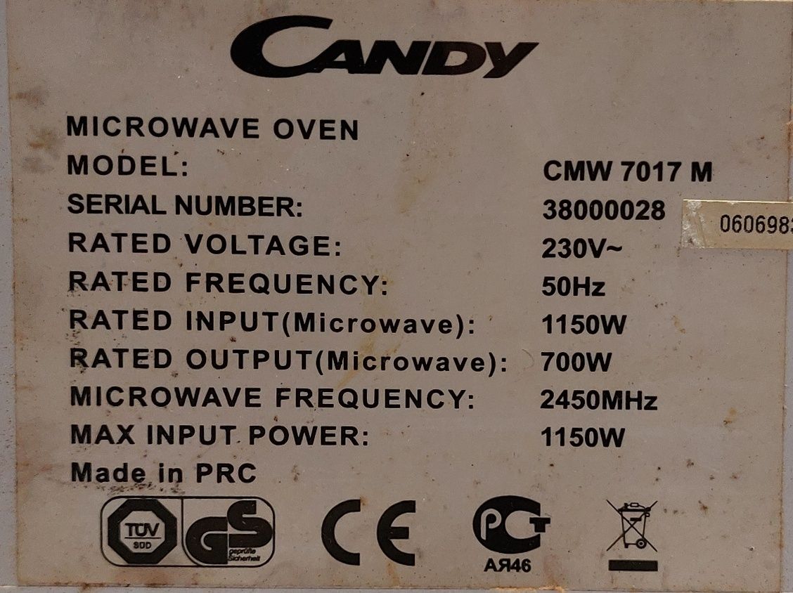 Запчасти к микроволновой печи CANDY CMW 7017 M