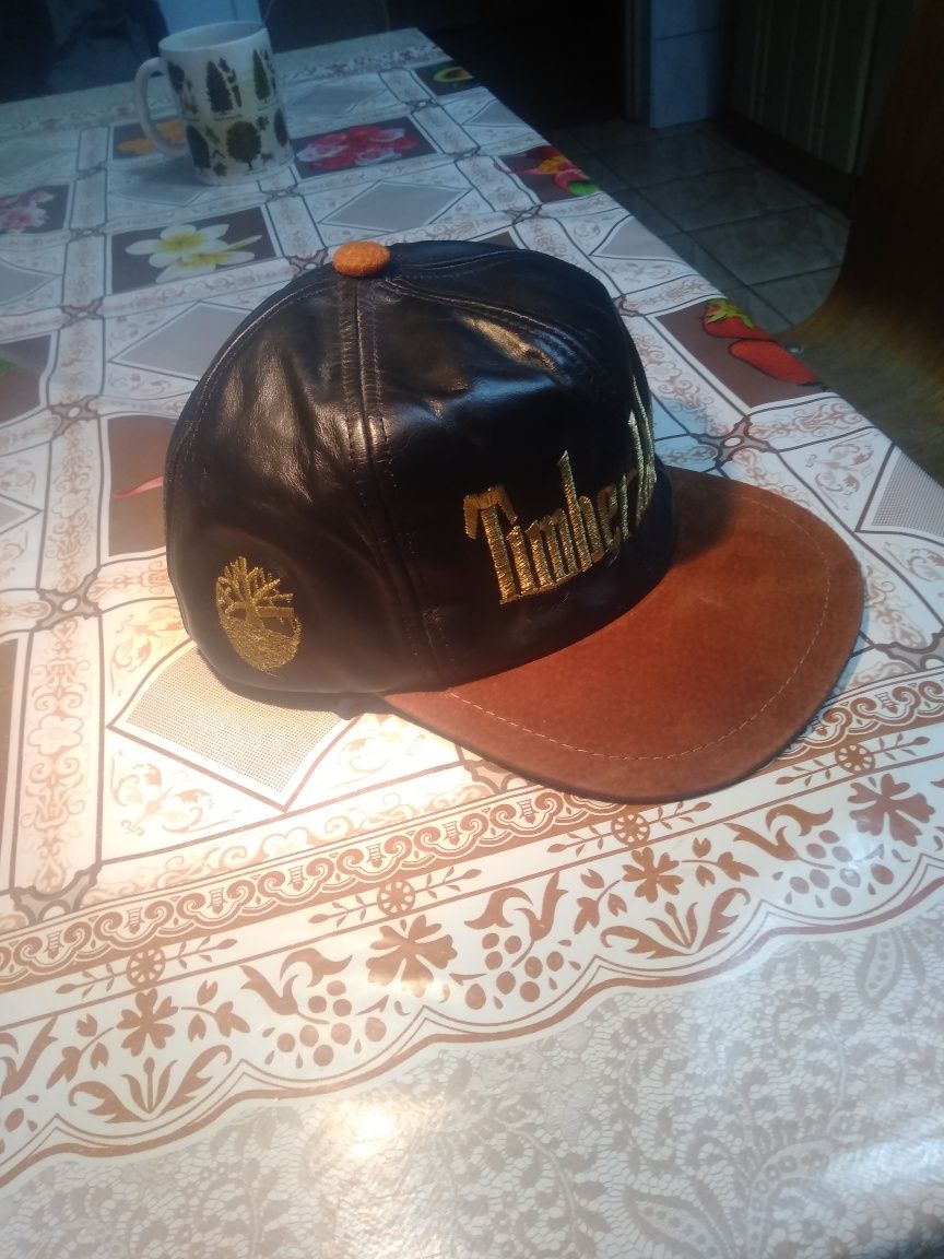 Czapka z daszkiem Timberland skórzana Vintage